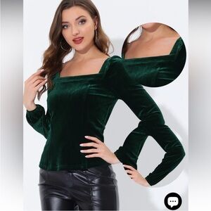 Elegant Green Velvet Women's Top